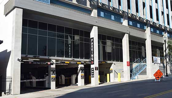 New smash car parked outside Bridgestone Arena