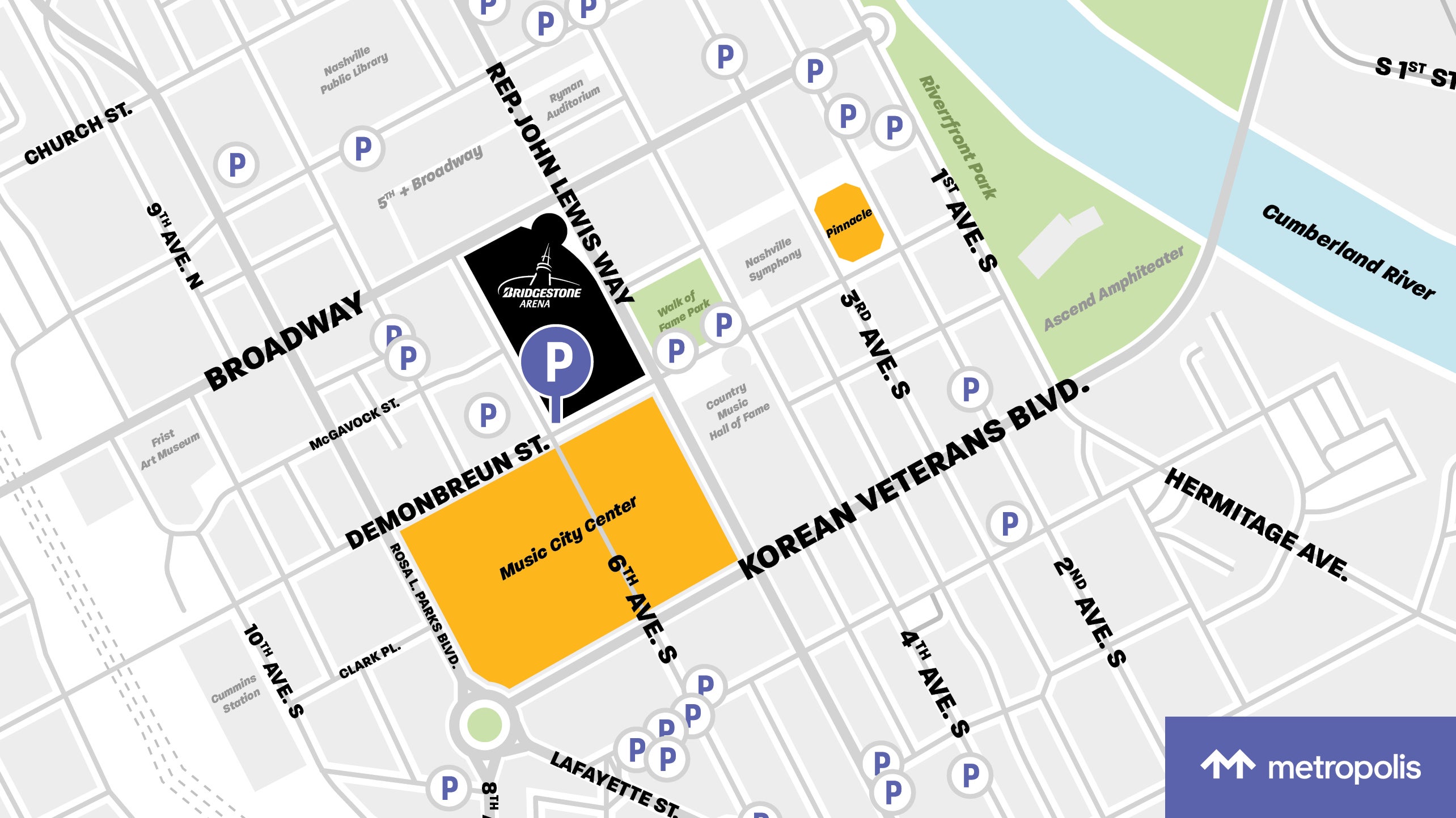 Find Parking Near Bridgestone Arena in Nashville, TN